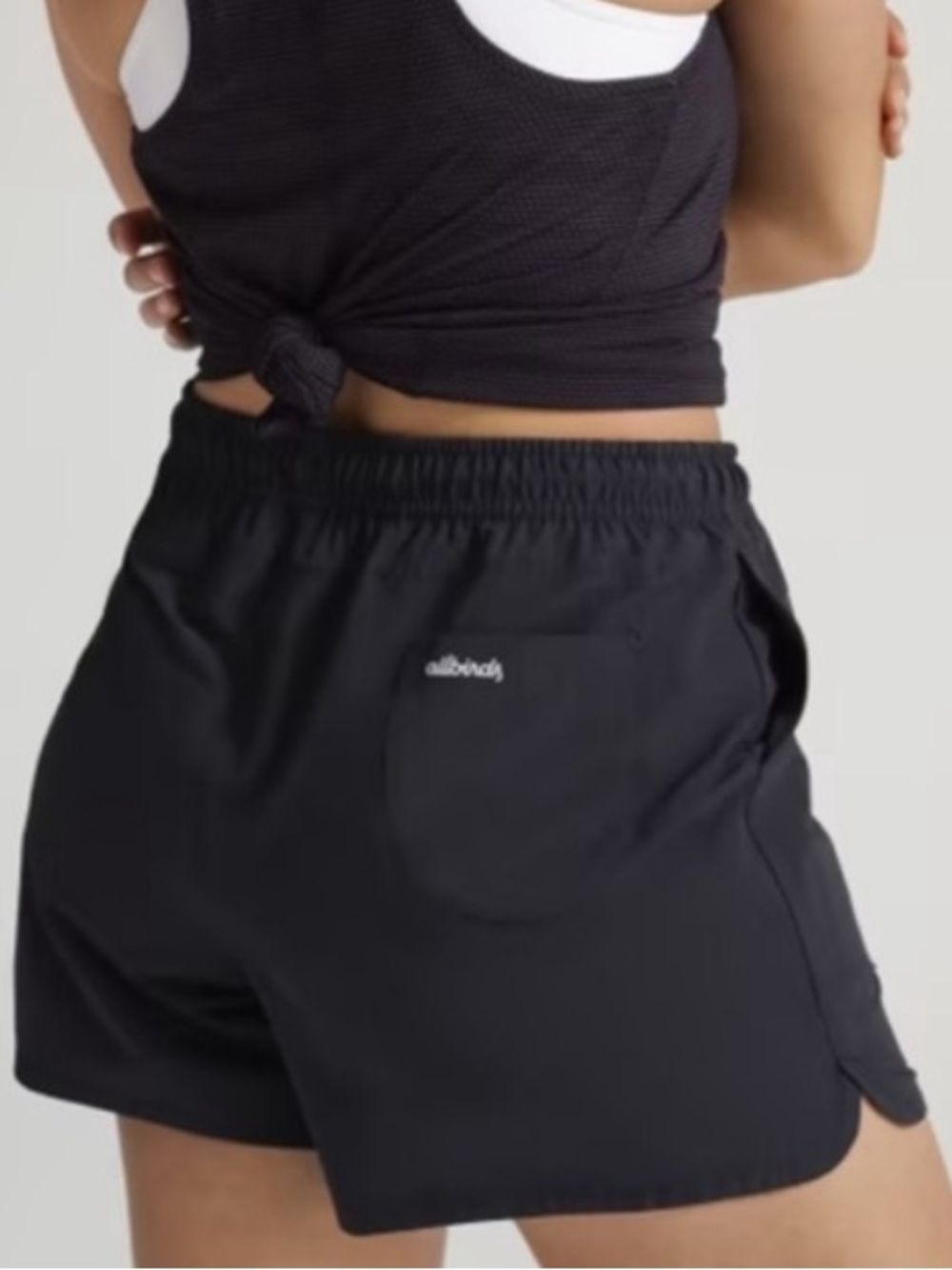 Allbirds Black Running Shorts Elastic Waist Drawstring Merino Wool Blend Size S